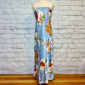 Reformation Joana Blue Strapless Silk Maxi Dress